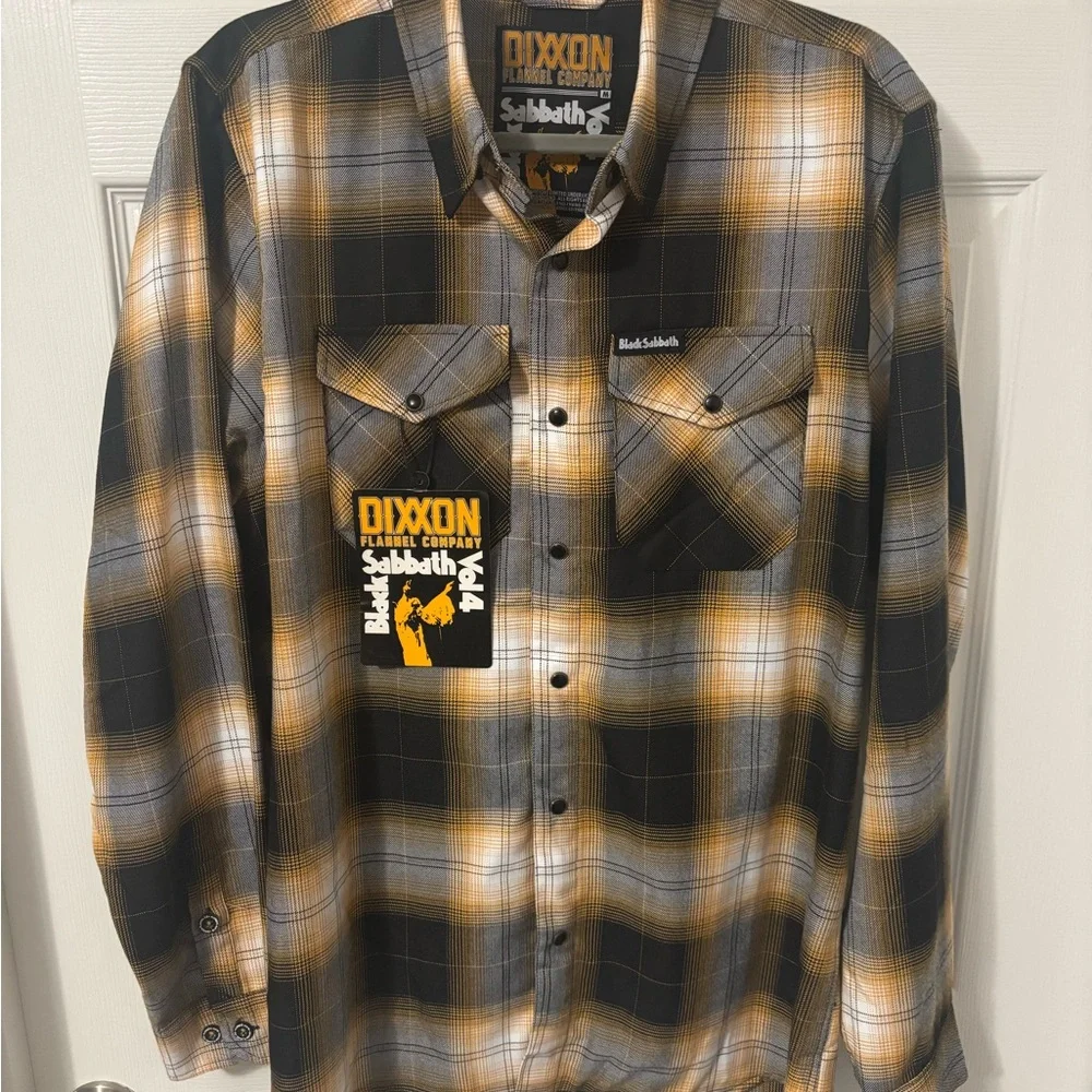 DIXXON Men's Black and Yellow Plaid Shirt - Picture 1 of 3